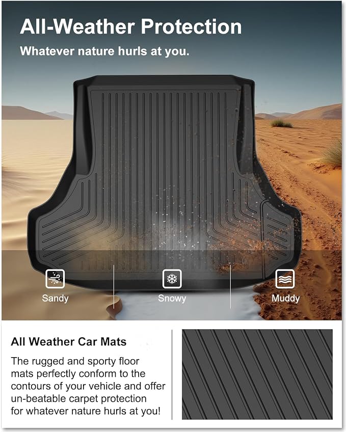 Kiwi Master Cargo Mat for 2011-2023 Dodge Charger/Chrysler 300 | Custom Fit All Weather Rear Cargo Liner, Heavy Duty TPE Tray Trunk Mat, Black