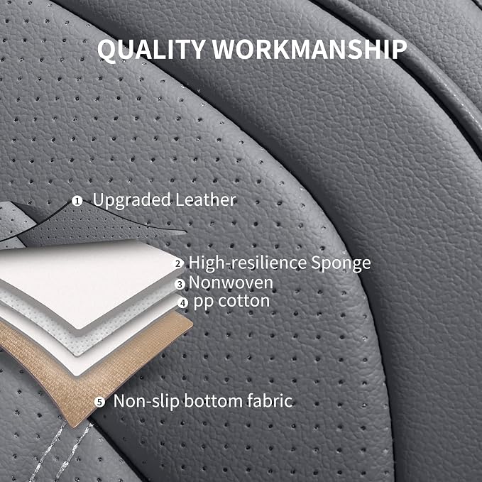 HChengkikz Front Car Seat Cover, Waterproof Faux Leather, Waterproof (Gray) | Easy Maintenance, Airbag Compatible, Universal Fit For Most SUVs Trucks Pick-ups Sedans