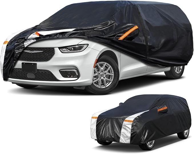 Minivan Car Cover for Chrysler Pacifica 100% Waterproof All Weather, Heavy Duty Outdoor Full Exterior Covers Rain Sun Wind UV Protection.