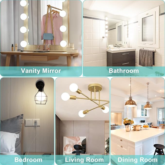8 Pack Bathroom Light Bulbs, 4000K Natural Daylight LED Globe Light Bulbs,5W 40W Equivalent, E26 Base, G25 Vanity Light Bulb for Bathroom Makeup Mirror, 120V, CRI85+, 500LM, Non-dimmable