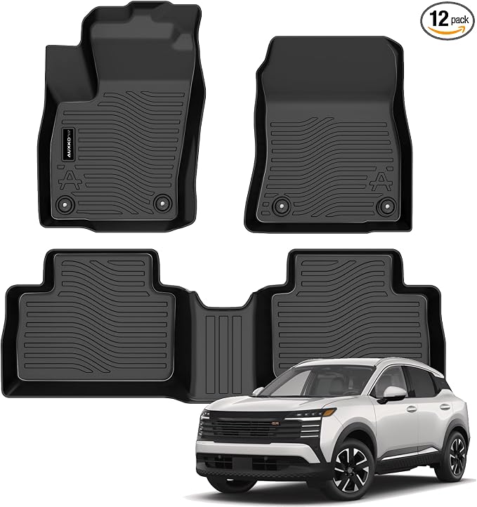 Auxko All Weather Floor Mats Fit for 2026 2025 Nissan Kicks TPE Liners Accessories All Season Guard Odorless Anti-Slip Floor Mats for Nissan Kicks 2026 2025 Black