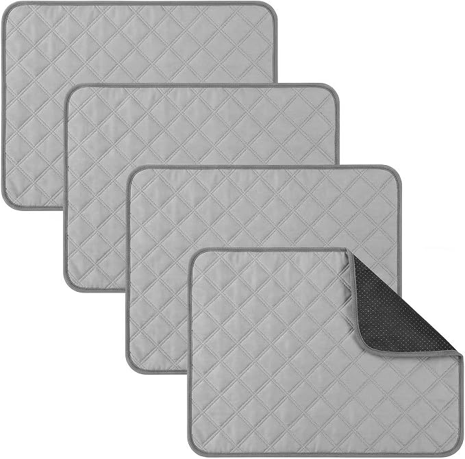 Dimeho 4 PCS Waterproof Chair Pads Reusable Seat Protector Pads Grey Washable Seat Cover Non-Slip Absorbent Pee Cover for Incontinence Bed Wheelchair Adults Kids 23.6" x 17.7"