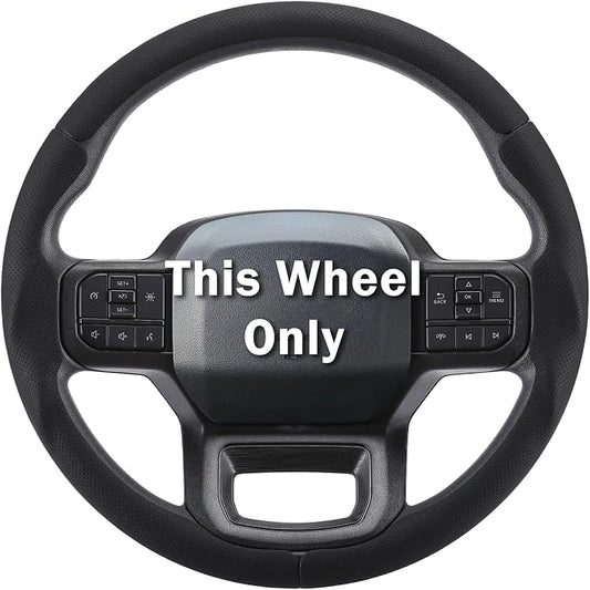 Steering Wheel Cover for Ford F150 2021-2025/ F-150 Lightning 2022-2025/ F250 F350 F450 F550 2023-2025/ Ford Expedition 2022-2024 Steering Wheel Cover Protector Accessories(Perforated Black Leather)