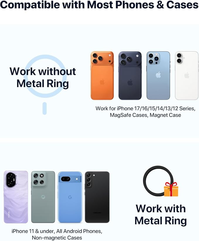 Miracase Latest Upgrade for MagSafe Car Mount [33+LBS Strong Suction & 2200gf Magnetic] Small Phone Holders for Your Car Dashboard, 360° Adjustable Car Phone Holder Mount for iPhone Garmin GPS