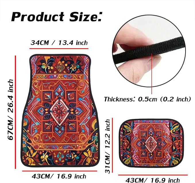 Car Floor Mats Non-Slip Automotive Floor Mats All-Weather Front Rear Car Floor Foot Mat Sets of 4 Pieces Foot Mats Rugs Carpet for Car Trucks SUV Sedans (FUGU-06)