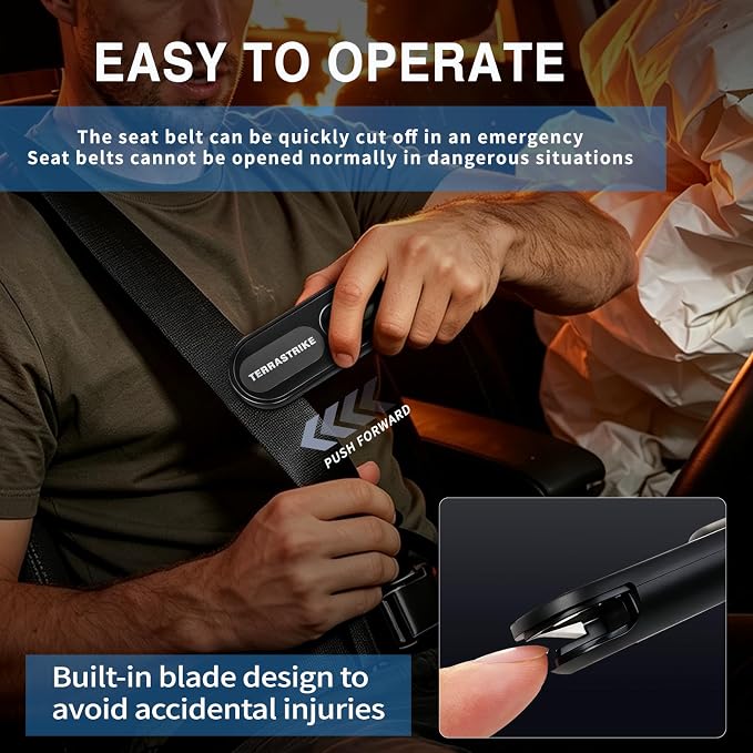 Tool,2026 New Underwater Operable Car Glass Breaker and Concealed Seat Belt Cutting Tool, Auto Crash Survival Safety Device, 2 Pack Car Emergency Accessory (Black)