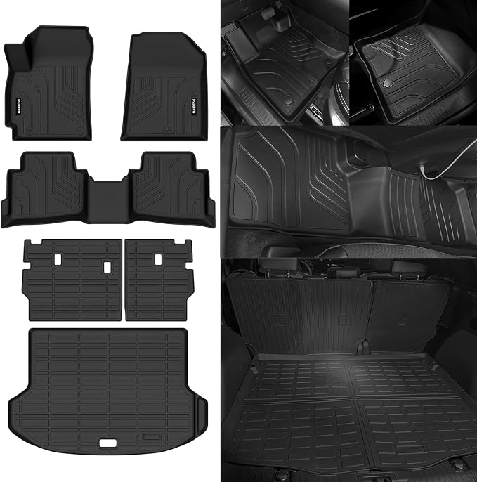 Naibeve Floor Mats for Kia Seltos 2024 2025 2026 - All Weather for Kia Seltos Customized Floor Mats Cargo Mat Backrest Mats Waterproof Interior Accessories