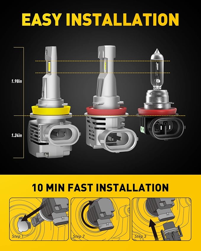 AUXITO H11 LED Bulbs, 20000LM 100W Per Set, 6000K Cool White, H8 H9 LED Light Bulbs for Fog Lights, Plug and Play, Pack of 2 Q16