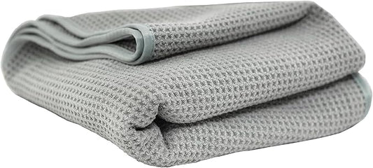 Chemical Guys Waffle Weave Gray Matter Microfiber Drying Towel - 25" x 36", Premium Blend Microfiber Towel with Soft-Banded Edging for Scratch-Free Car Drying, Ultra Absorbent | Waffle-weave towel with soft-banded edges soaks up sheeting water for a fa...