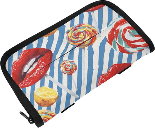 Blue Valentine Lips Lollipops Car Tissue Holder Durable Napkin Holder Hanging Tissue Holders Case Car Tissues Bag for Sun Visor Seat Back Universal Auto