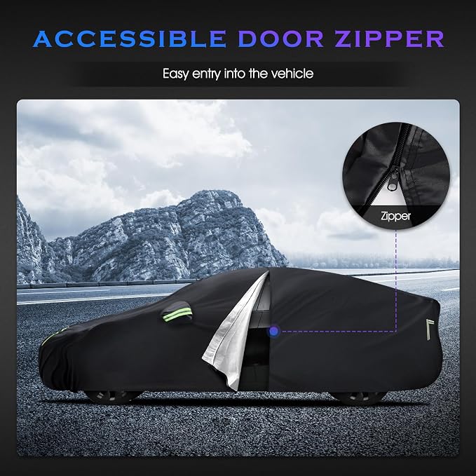 Car Cover Custom Fit for Tesla Model Y 2020-2026, 6 Layers Truck Cover Waterproof All Weather for Automobiles,Outdoor Full Exterior Cover,Rain, Sun, Wind Protection,Black