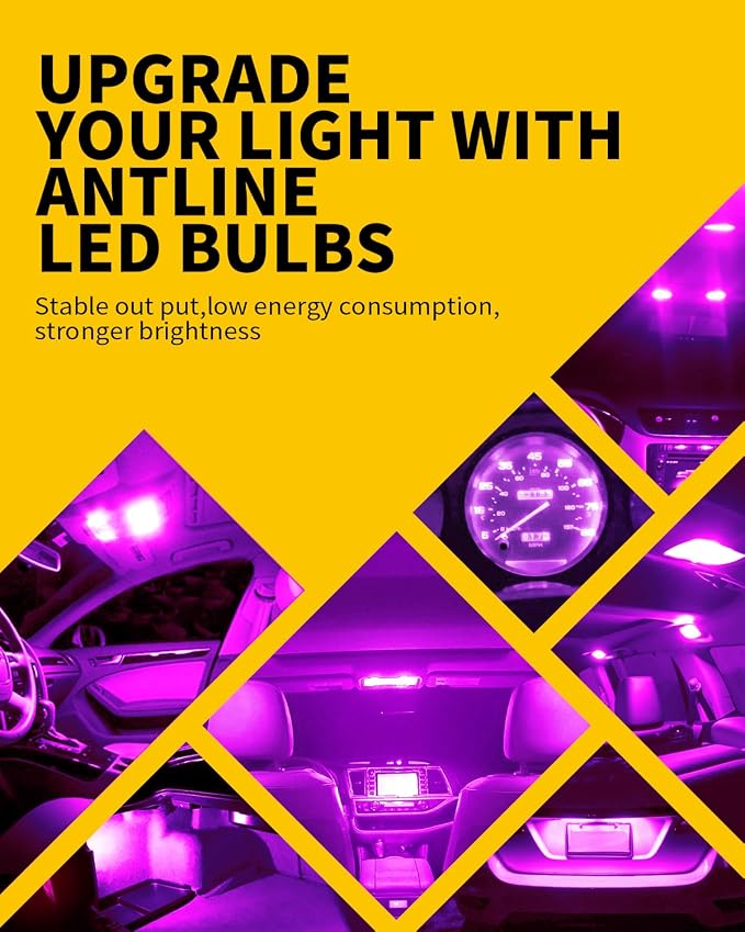 Antline 6614 6641 6612F 6615 F30-WHP TS-14V1CP 28MM 29MM 1.14”LED Bulb Purple, Super Bright Canbus Error Free 12 Volt Replacements for Interior Dome Map Vanity Mirror Sun Visor Lights (Pack of 10)