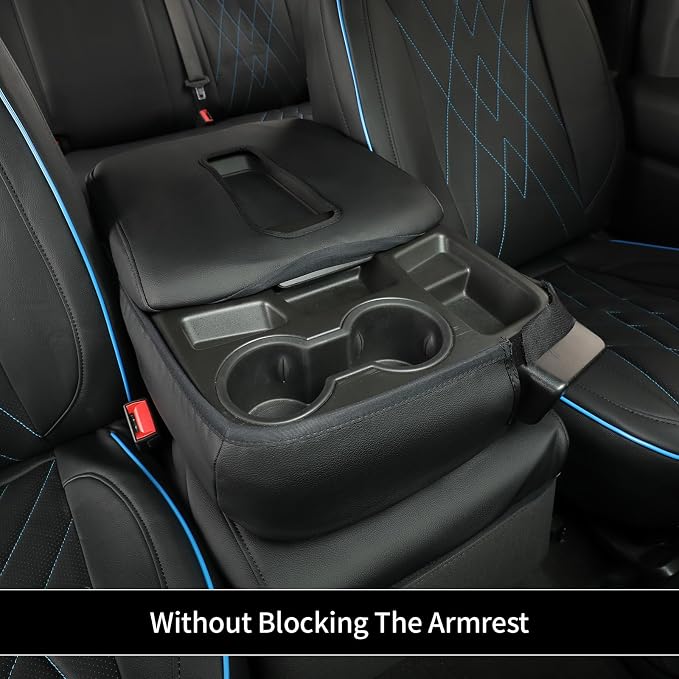 EKR Silverado Seat Covers Custom Fit for (Crew Cab) 2014 2015 2016 2017 2018 Chevrolet Silverado 1500 & HD 2500/3500 WT/LS/LT/LT/High Country/Custom,Faux Leather(Black with Blue Trim)