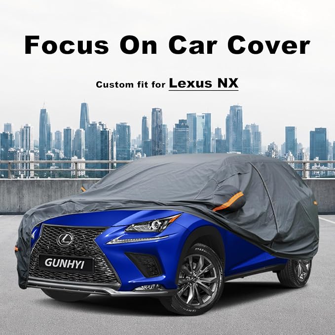 GUNHYI Premium Car Cover Custom Fit Lexus NX, 16 Layers Heavy Duty Car Cover Waterproof All Weather with Zipper Door for Sun Rain Snow Dust Uv Protection