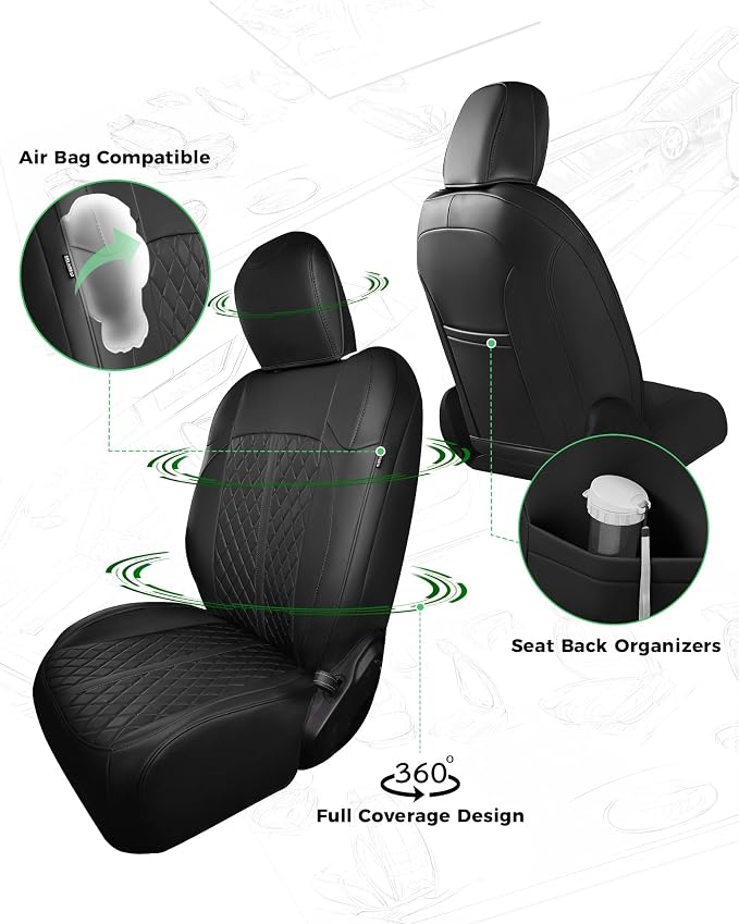 for Jeep Wrangler Seat Covers 4Door JK 2013 2014 2015 2016 2017, Custom Fit Car Seat Cover Full Set, Luxury Leather Seat Protectors, Waterproof SUV Interior Cushions Accessories, Black