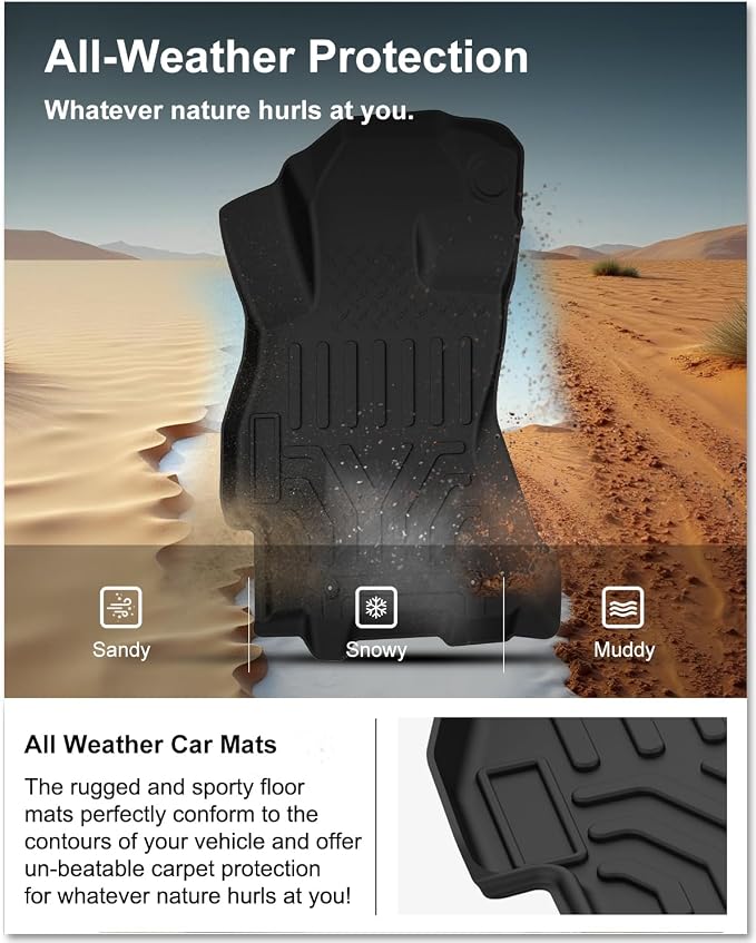 Kiwi Master Floor Mats for 2015-2019 Subaru Outback/Legacy | Custom Fit All Weather Car Mats, Heavy duty TPE Floor Liners, Front & Rear 2 Row Set, Black