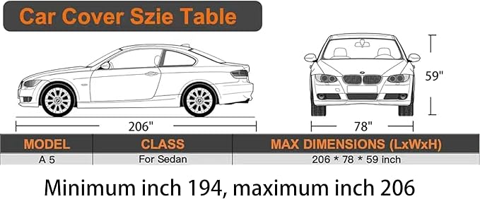 MORNYRAY Waterproof Car Cover All Weather Snowproof UV Protection Windproof Outdoor Full car Cover, Universal Fit for Sedan (Fit Sedan Length 194-206 inch, Blue)