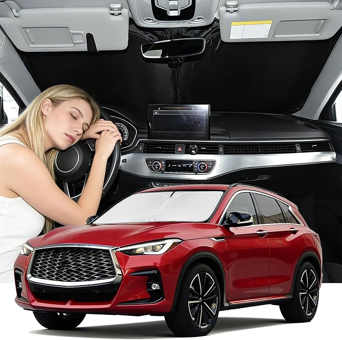 Windshield Sun Shade for Infiniti QX55 2022-2026 Car Window Shade 4 Layers | Upgrade Custom Fit QX55 Front Windows Shade Cover Sun Visor Blocks UV Rays Keep Cool, Car Accessories