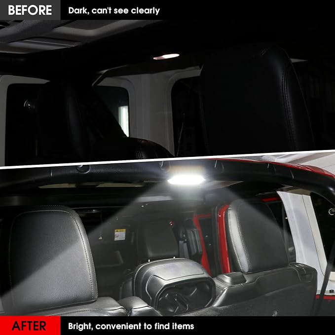 LED Dome Lights for Jeep Wrangler JL/Gladiator JT 2018-2023 | 6500K White Rear Interior Lights with Push Button | Replacement Cabin Reading Light Kit for 2/4 Door Models