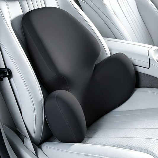BEBAS Lumbar Support Pillow for Car, Memory Foam Back Cushion for Driving | Ergonomic Wing Wrapping, Back Pain Relief, Breathable Removable Cover, Softness, Universal Fit Car Seat, Office Chair