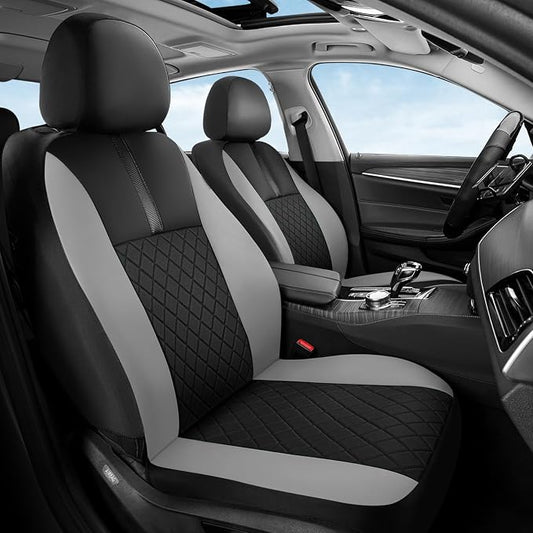 Coverado Car Seat Covers Front Pair, Automotive Leather Seat Covers for Car，Universal Fit Front Back Seat Cover, Non-Slip Waterproof Breathable Car Seat Protector