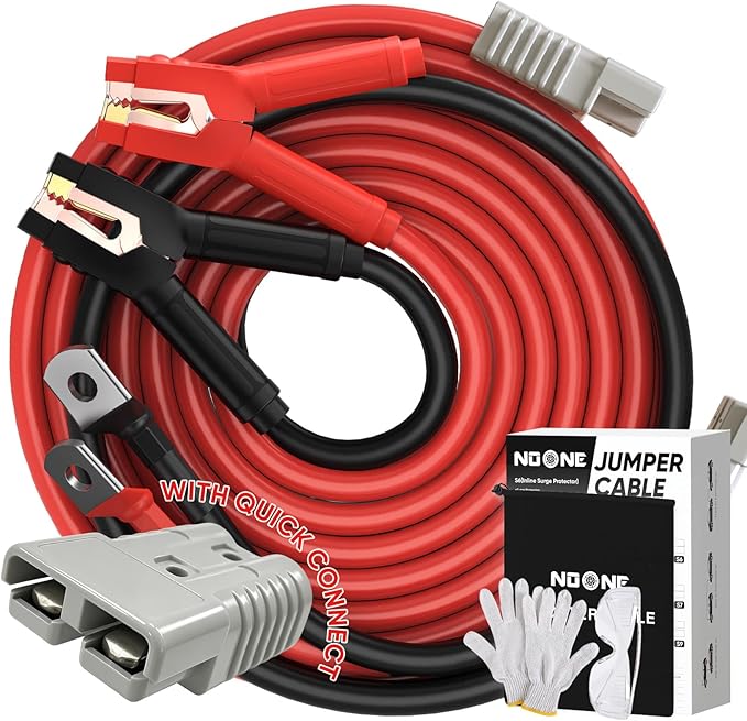 NOONE 0 Gauge 30 FT Heavy Duty Jumper Cables - 1000Amp Quick Connect Automotive Booster Jumper Cables for Car, SUV and Truck Battery - Jumper Cables Kit with Gloves, Goggles in Carry Bag