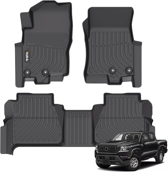 Car Floor Mats Custom Fit 2022 2023 2024 2025 2026 Nissan Frontier Crew Cab with 2nd Row Under-Seat Storage NOT for 2nd with Under Seat Speaker Accessories for 22-26 Nissan Frontier Crew Cab