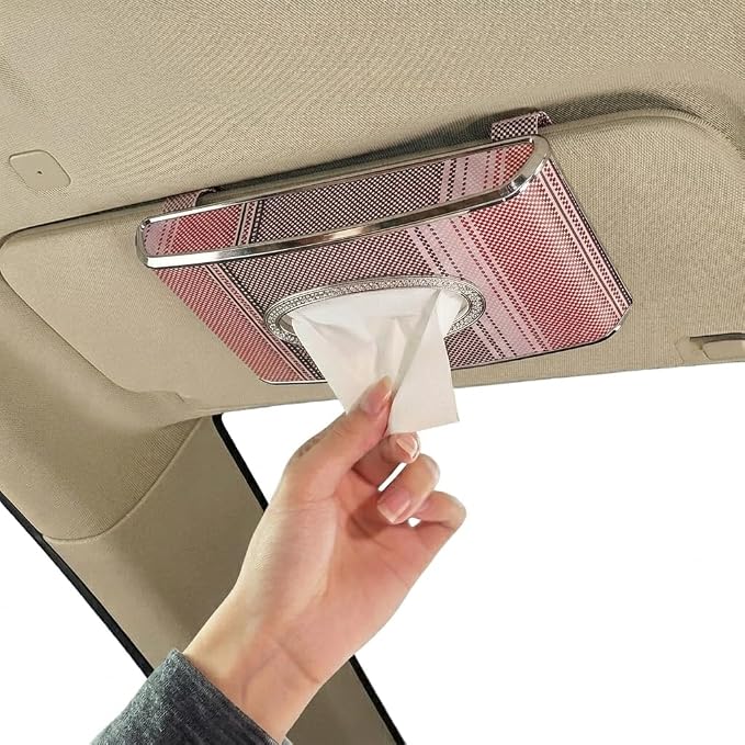 Car Tissue Holder, Faux Leather Visor Tissue Box Holder with Secure Clip, Hanging Tissue Dispenser for Sun Visor or Seat Back, Easy Access Organizer, Fits Most Cars SUVs Trucks (Hanging)