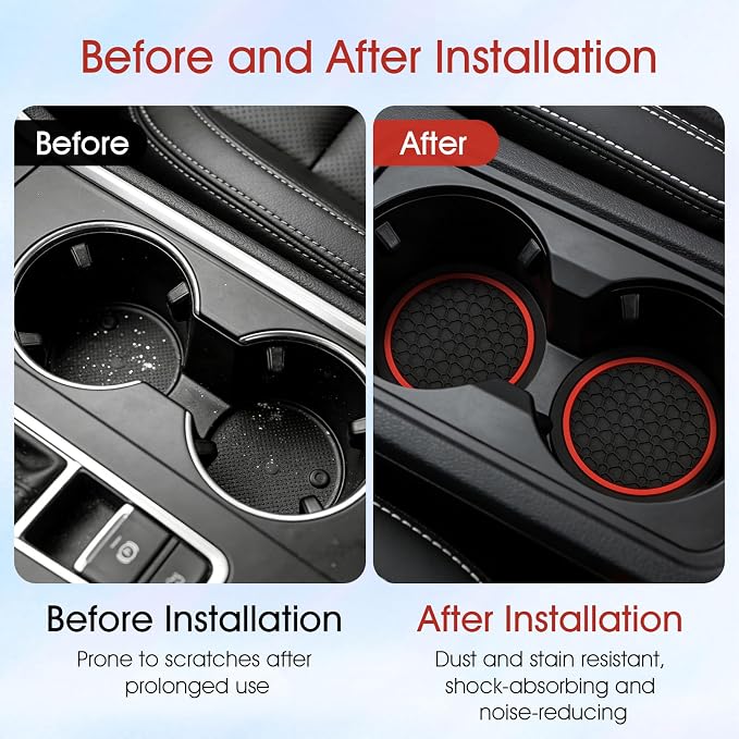 Car Cup Holder Coasters, 4PCS, 2.75 Inch | Dustproof, Non-Slip Insert, Automotive Interior Accessories Mat, Universal for Vehicles, Trucks, RVs