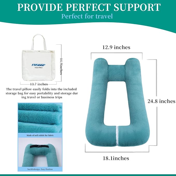 FHSGGP Travel Pillow Upgraded Version of Aircraft Travel Neck Pillow | With Storage bag, Sleep Pillows for Travel by Train, Car, or Plane, Supporting the Head and Body, Travel Pillow for Kids