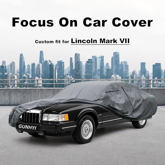 GUNHYI Premium Car Cover Custom Fit Lincoln Mark VII, 16 Layers Heavy Duty Car Cover Waterproof All Weather with Zipper Door for Sun Rain Snow Dust Uv Protection