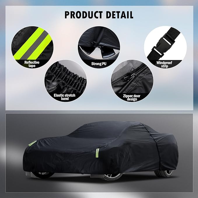 Car Cover Custom Fit for Chevrolet Corvette C4 C5 C6 C7 C8 1980–2026, Waterproof All Weather Full Exterior Cover Sun Snow Rain Protect with Door Zipper (Not Include Mirror Pocket)