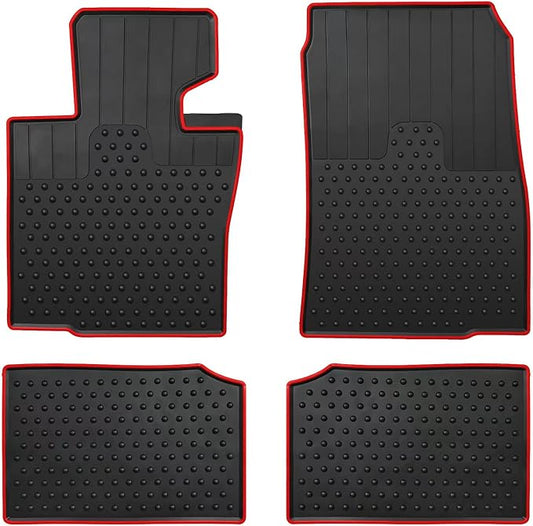 Car Floor Mats Custom Fit for Mini Cooper Countryman 2010-2016 R60 & R61 Paceman Black Red Rubber All Weather Protection Auto Floor Liners Heavy Duty Odorless