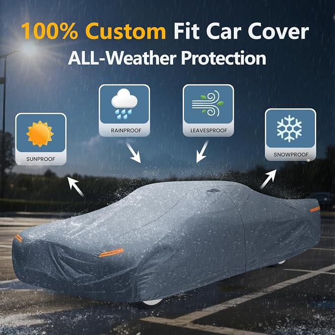 Waterproof Caprice(1970-2016) Car Cover with Breathable Vents, [Upgrade] Premium Covers with Cotton Liner and Zipper Door, Sun Rain Snow Dust Uv Protection.(Gift with Towel)