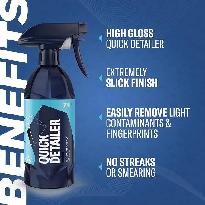 GYEON Quick Detailer Spray for Car Paint Glass Trim Chrome Enhances Gloss Adds Hydrophobic Protection Safe on Ceramic Coated Vehicles Removes Dust Fingerprints Boosts Shine Fast Easy Car Care