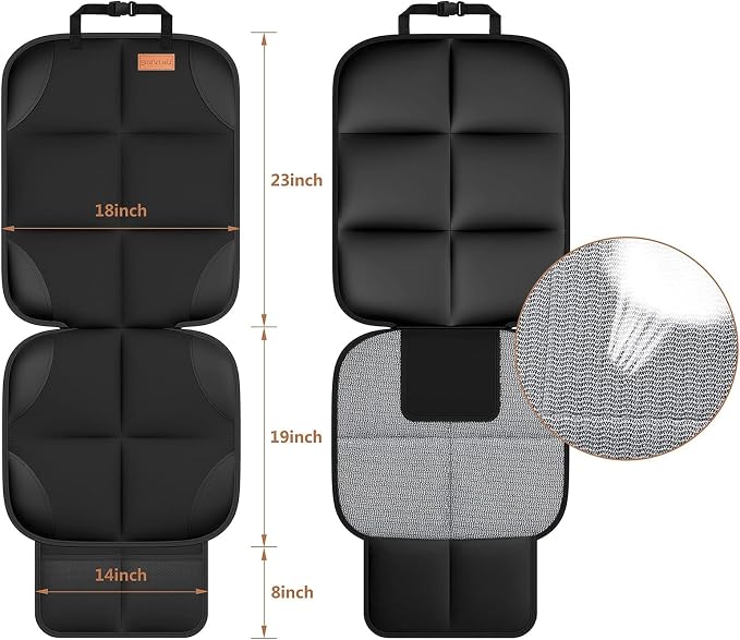 SMART ELF Car Seat Protector [1 Pack] Large Auto Protector for Child Seats with Thickest Padding and Non-Slip Backing Mesh Pockets for SUV, Sedan, Truck, Leather and Fabric - Black