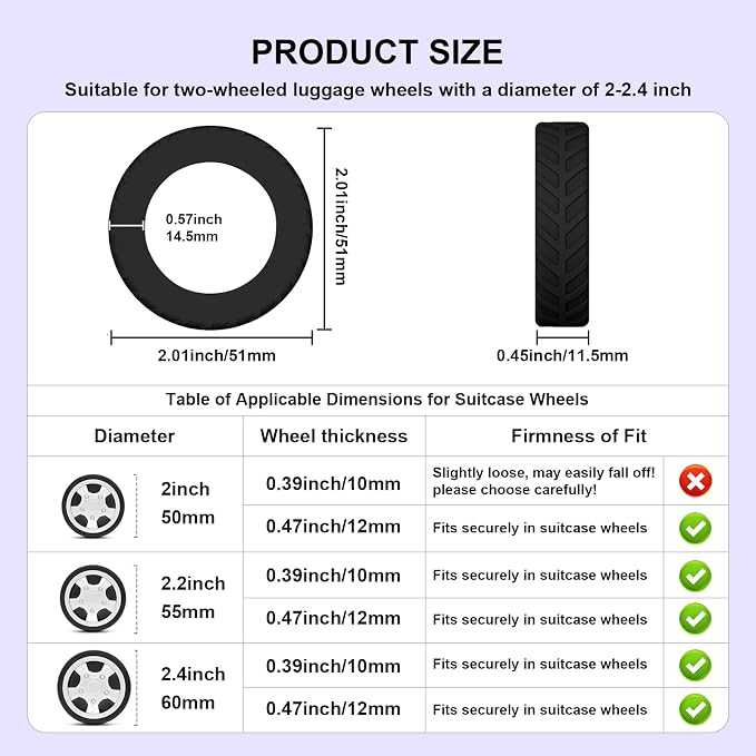 8Pcs Luggage Wheel Covers,Fits 2-2.4'' Suitcase Wheel, Lake Blue | Carry On Luggage Wheels Protector,Upgraded Luggage Travel Accessories,Helps reduce daily rolling noise and surface wear.