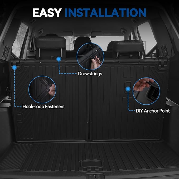 Custom Fit Floor Mats for 2014-2019 Toyota Highlander | All Weather TPE Floor Liners with Trunk Mat | Odorless Interior Accessories