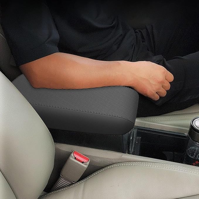 AOMSAZTO Armrest Covers for 2006-2011 Honda Civic Carbon Fiber