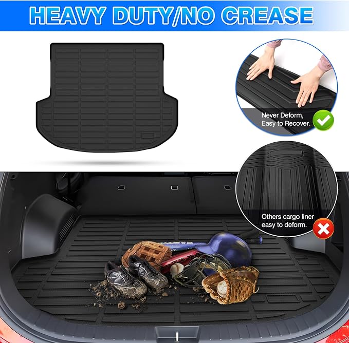 Santa Fe Cargo mat - Trunk Mat for Hyundai Santa Fe 5 Seats 2021-2023(Fit for All Models), All Weather Trunk Mat for Santa Fe Accessories, Heavy Duty Rubber Mats, Car Accessories
