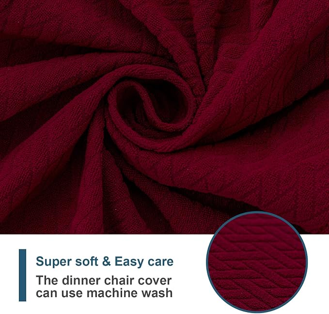 Genina Waterproof Seat Covers for Dining Room Chair Covers Waterproof Dining Chair Covers (6 PCS-Rear-Covered, Wine Red)