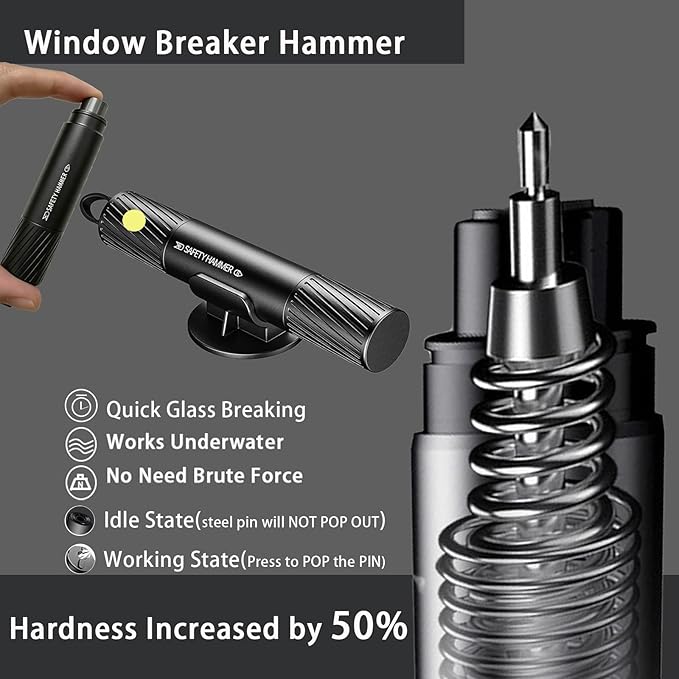 4 Pack Safe Hammer,Seatbelt Cutter and Window Glass Breaker Keychain,Auto Rescue Tool,Underwater Window Breaker,Window Breaker Tool for New Cars, Car Emergency Kit