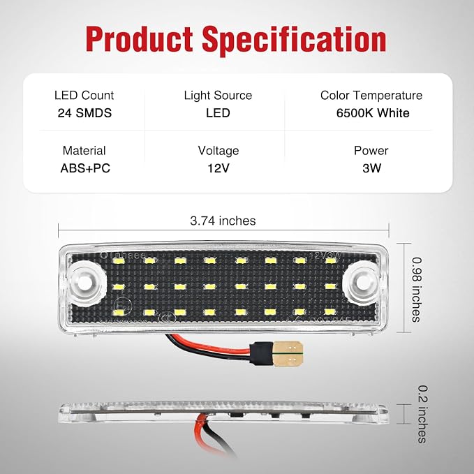 Nilight License Plate Lights Compatible with 1996 1997 1998 1999 2000 2001 2002 2003 2004 2005 2006 2007 2008 2009 2010 2011 2012 2013 2014-2022 Toyota 4Runner 6500K White Clear Lens 2PCS Pack