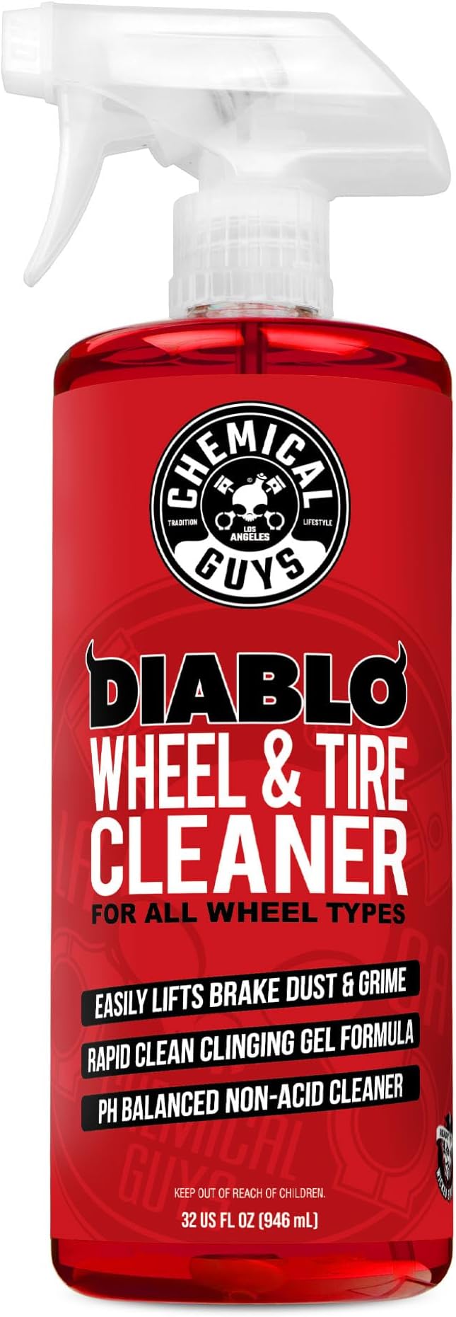 Chemical Guys, Sprayable Diablo Wheel Cleaner for All Rim Finishes, 32 oz | pH-balanced spray lifts brake dust and road grime from wheels, rims and tires, safe on all wheel finishes