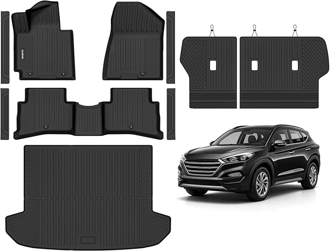 Naibeve Floor Mats for 2016-2018 Hyundai Tucson Gas | All Weather Floor Mats, Cargo Mat, Backrest Mats, Door Sill Guards, Not for PHEV/Hybrid Interior Protector accessories