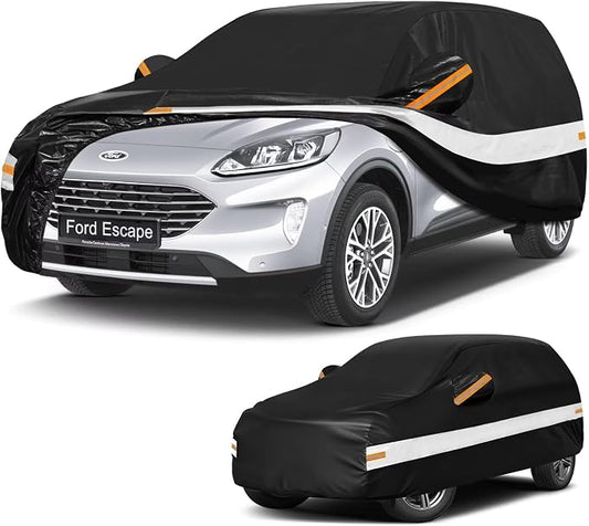 10 Layers SUV Car Cover Custom Fit for Ford Escape (2000-2026), Waterproof All Weather for Automobiles, Outdoor Full Cover Sun Dust Rain Protection with Cotton. Black