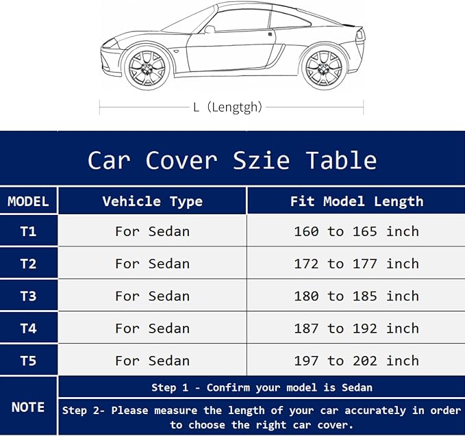 Car Cover Waterproof All Weather,Car Covers for Automobiles with Driver Door Zipper,Outdoor Car Cover Rain,Snow and UV Protection with Waterproof Adhesive Strip, Fit Sedan-Length 187" to192