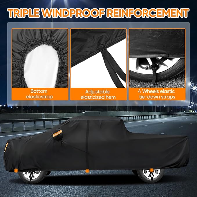Truck Cover Waterproof All Weather - Pickup Truck Car Cover Fit for Ford F150, Chevrolet Silverado 1500, Gmc Sierra, Ram 1500, Toyota Tacoma (Length Up to 242 inch)