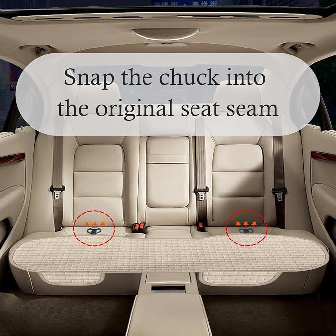 Car Back Seat Cover,Non-Slip & Breathable Bench Seat Cover with Side Pockets for Car Storage & Protecting Interiors,Universal All-Season Seats Back Protector for Most Cars (Rear Seat Cover/Biege)