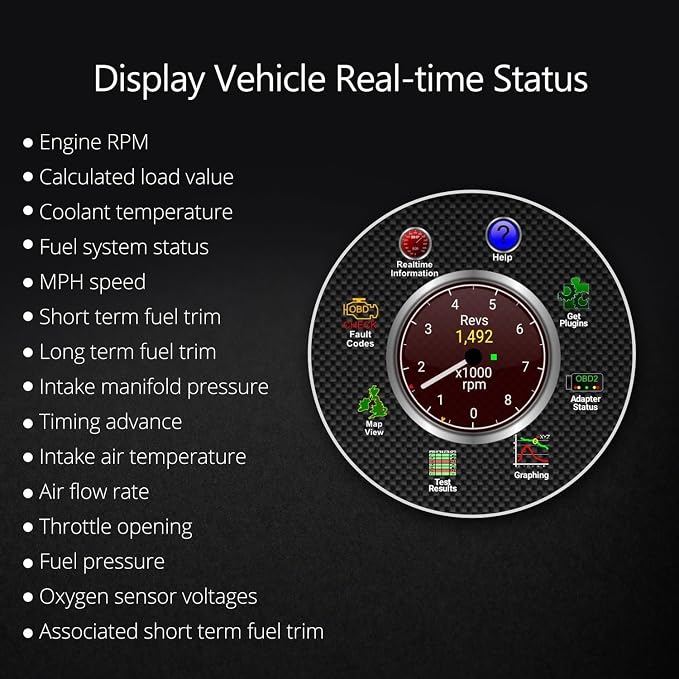 Eonon V0056 OBD2 Bluetooth Diagnostic Scanner for Android Stereos | Wireless Bluetooth connection, displays real-time vehicle data, Only for Eonon Android Car Stereo